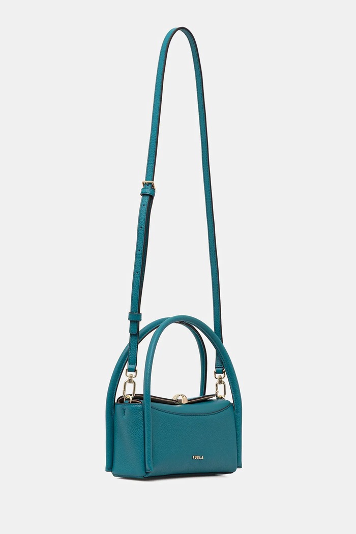 Kožna torba Furla Nicole Mini Boston Bag WE00893.BX4296.4487S tirkizna SS26