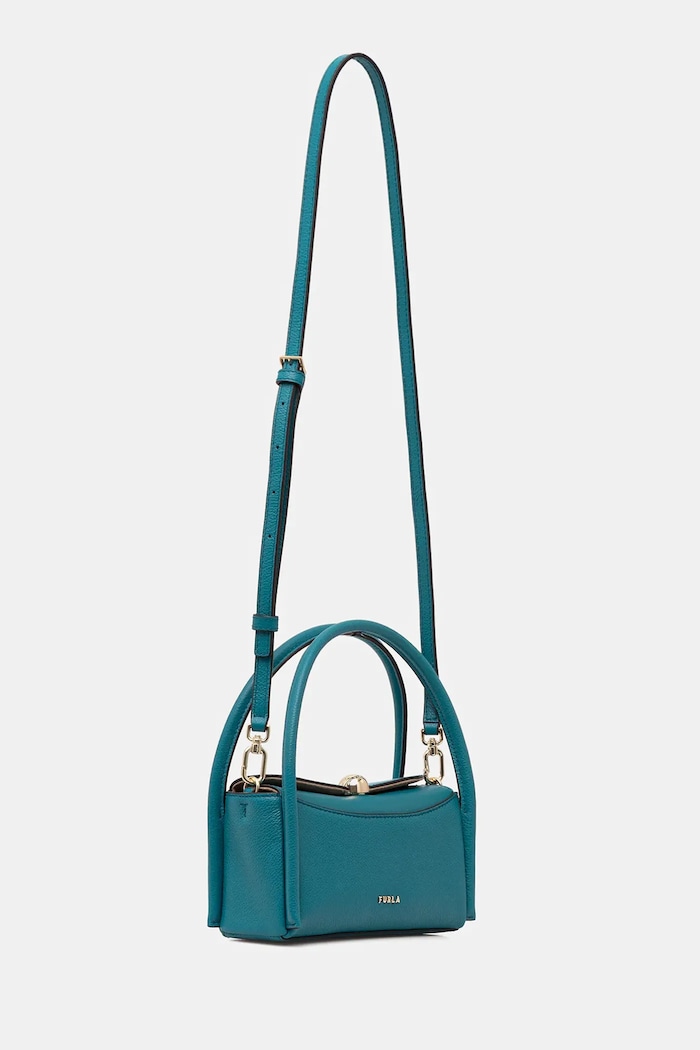 Kožna torba Furla Nicole Mini Boston Bag WE00893.BX4296.4487S tirkizna SS26