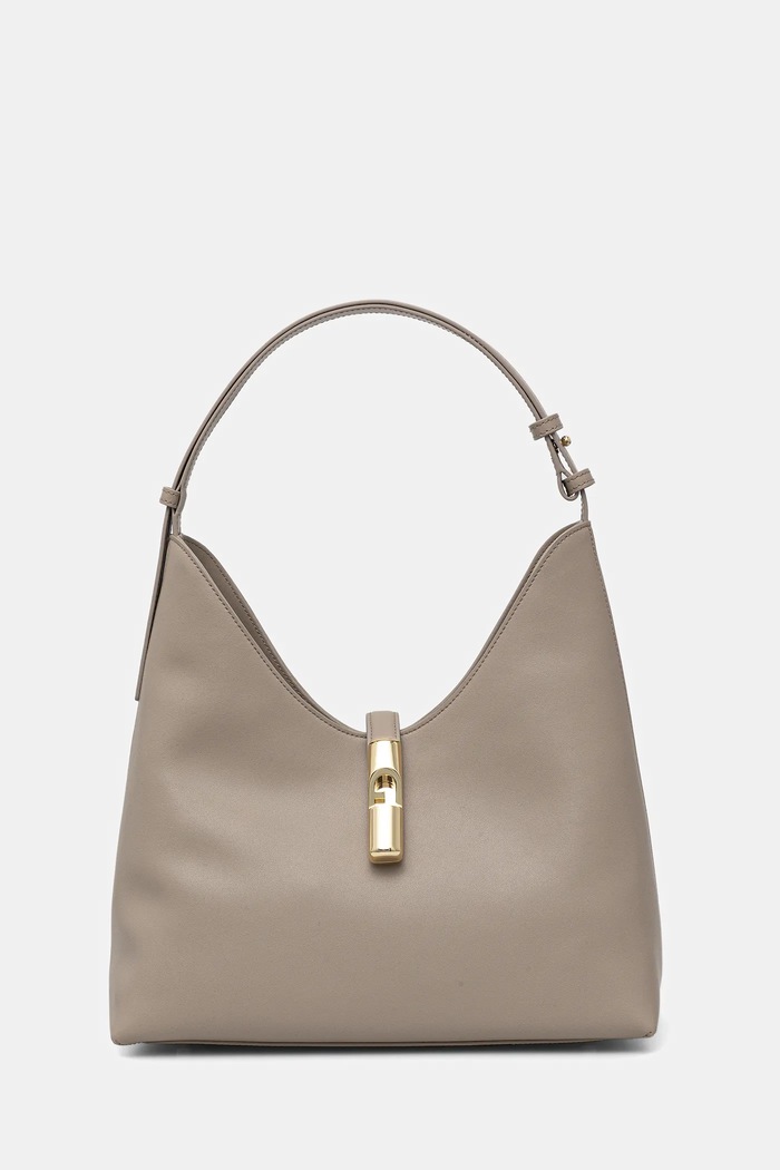 Kožna torba Furla Goccia M bez uzorka bež WB01499.BX3104.4488S
