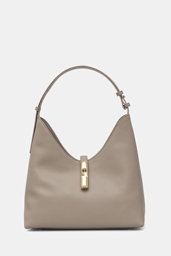 Kožna torba Furla Goccia M bez uzorka bež WB01499.BX3104.4488S