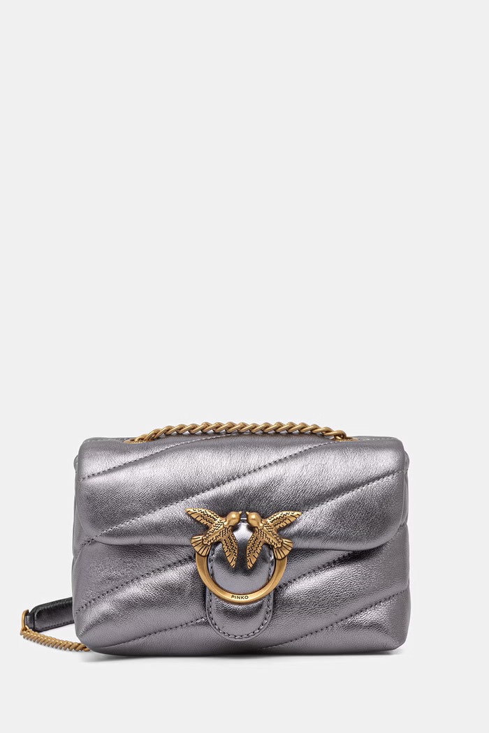 Pinko torebka crossbody damska skórzana srebrny 100040.A360