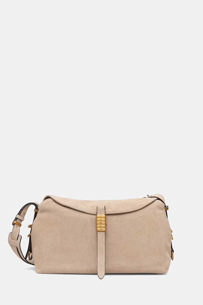 Pinko torebka damska zamszowa Horizontal beżowy 105049.A0F6