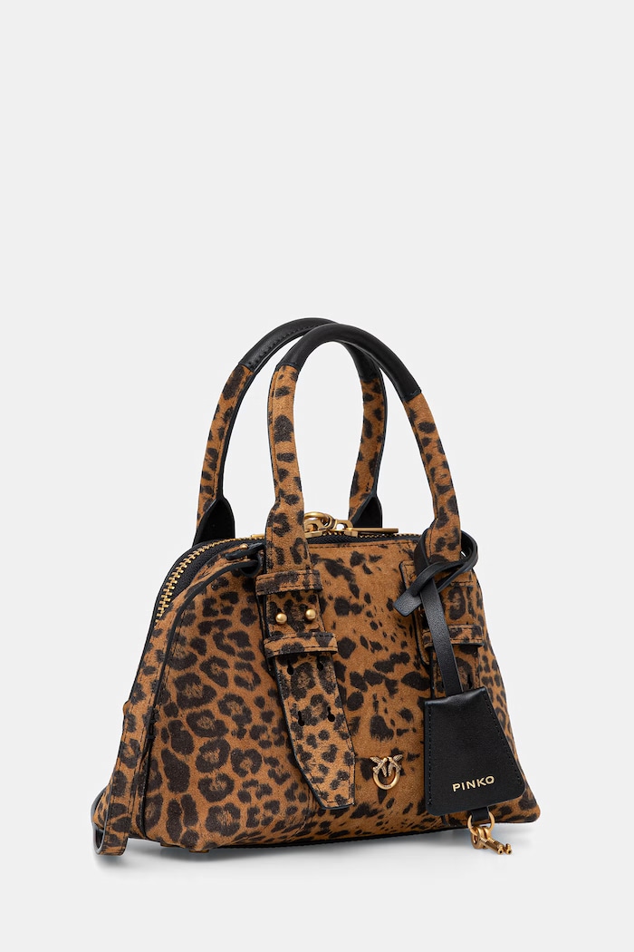 Semišová kabelka Pinko Leopard print 105333.A32A hnedá SS26