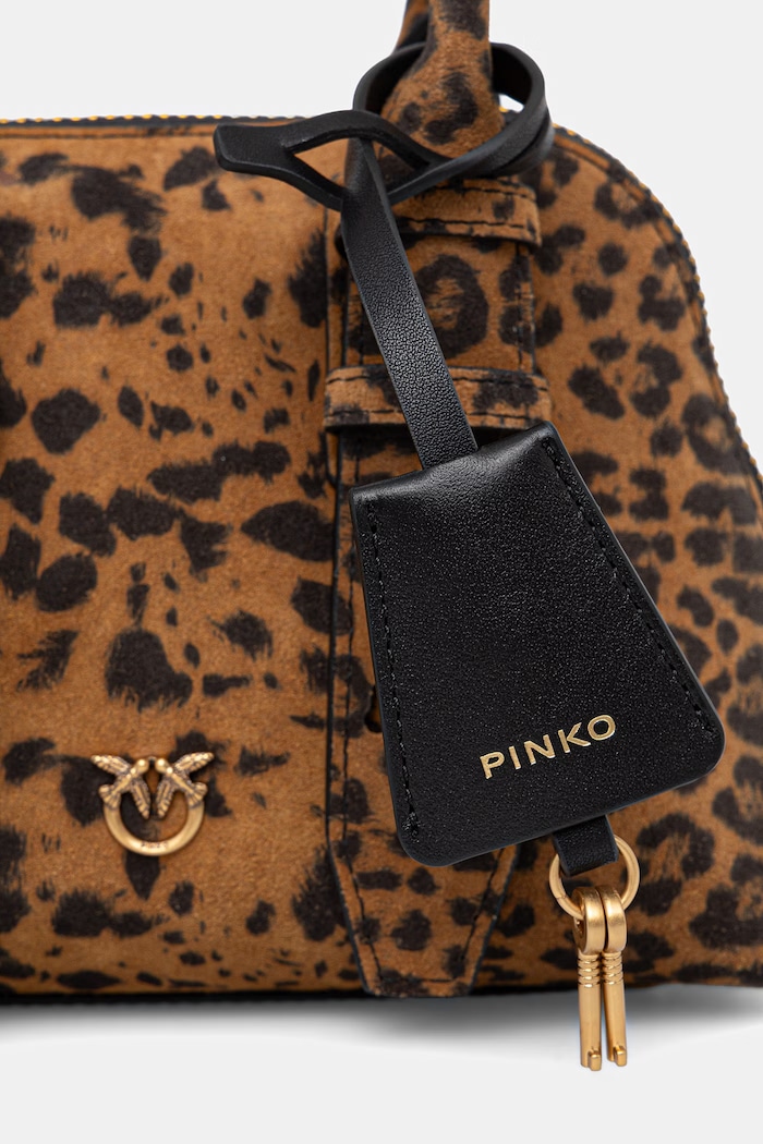 Semišová kabelka Pinko Leopard print hnedá 105333.A32A
