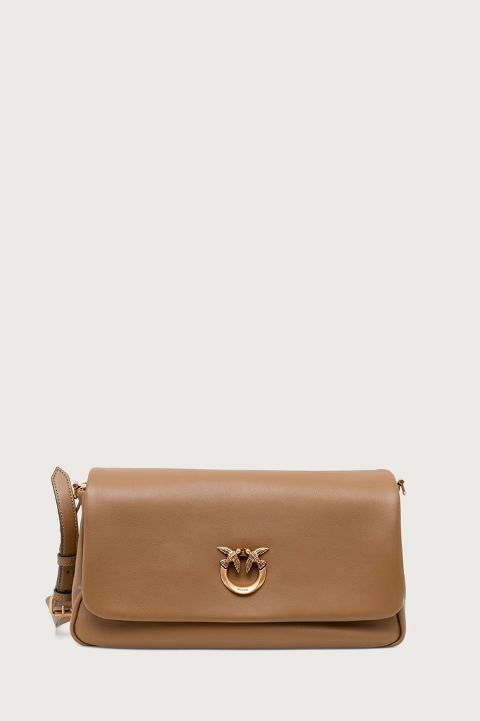 Pinko Torebka crossbody damska skórzana Horizontal brązowy 106178.A0QO