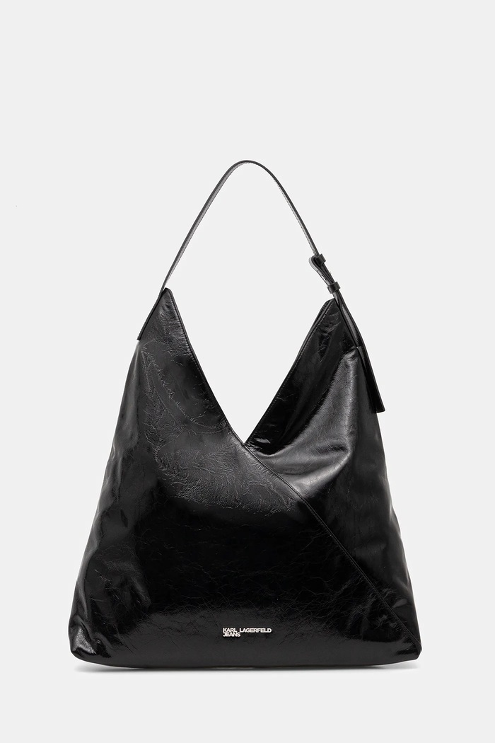 Karl Lagerfeld Jeans borsa a mano in pelle pelle fiore nero B1W30184