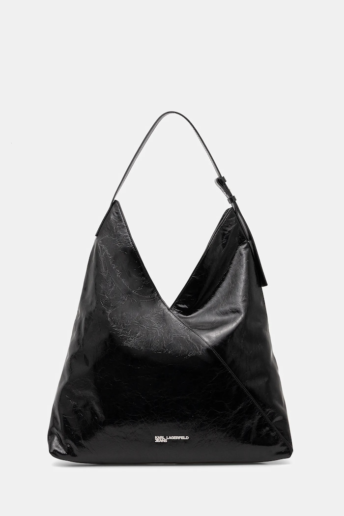 Karl Lagerfeld Jeans borsa a mano in pelle pelle fiore nero B1W30184