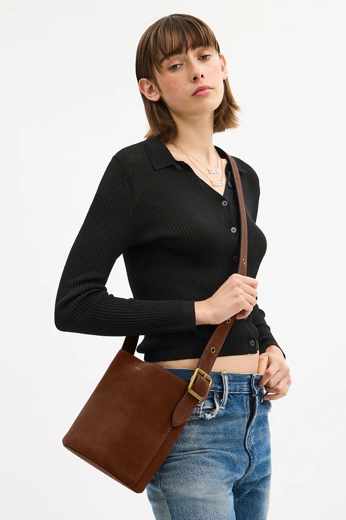 Coach torebka zamszowa Suede Bleecker Bucket 21 CCW84