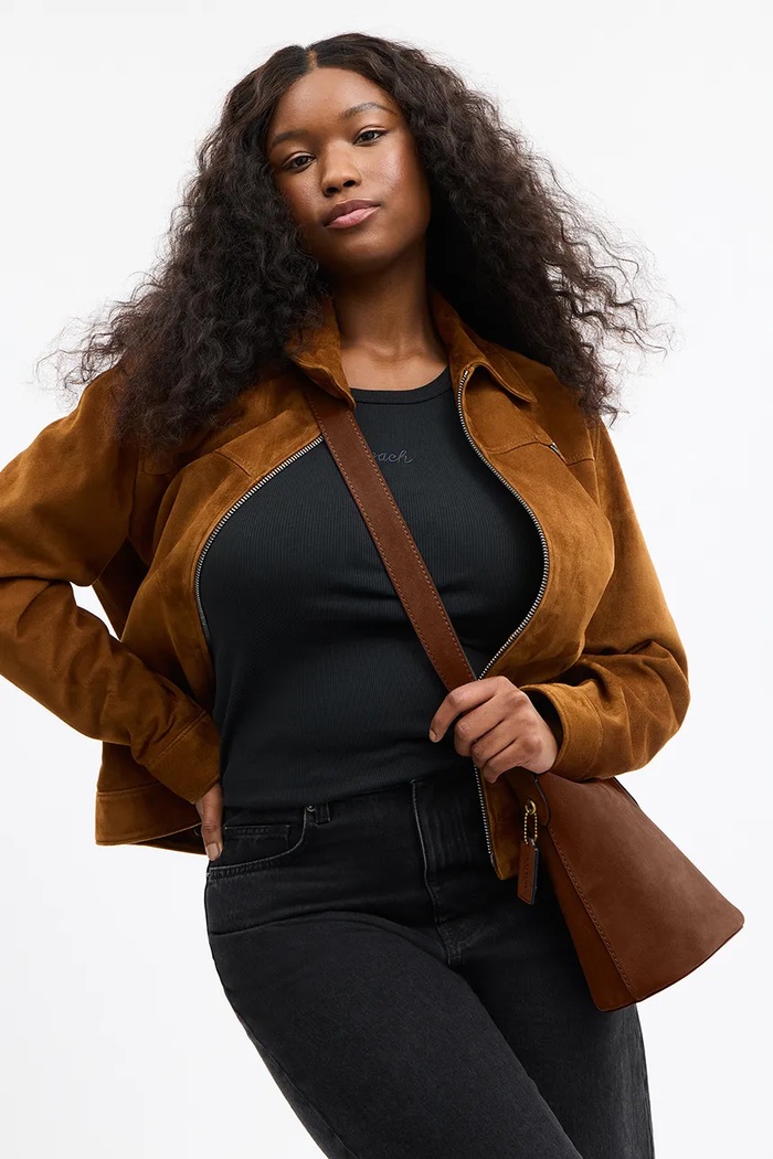 Coach torebka zamszowa Suede Bleecker Bucket 21 CCW84