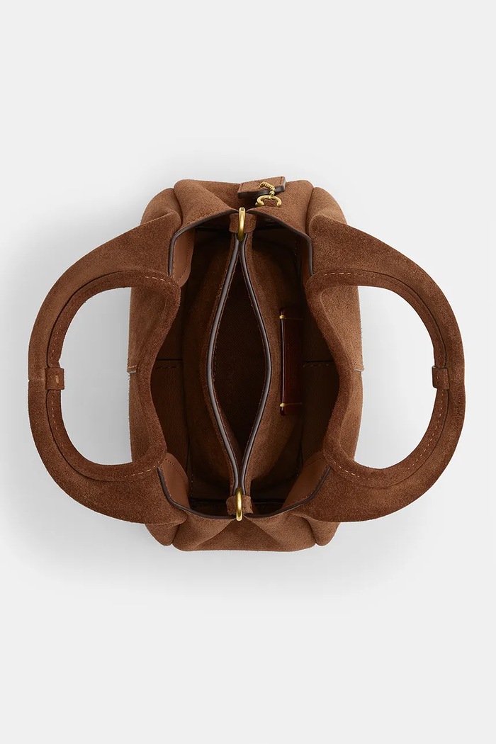 Torebka crossbody damska zamszowa Suede Lana Shoulder Bag 19 Coach brązowy CCY33