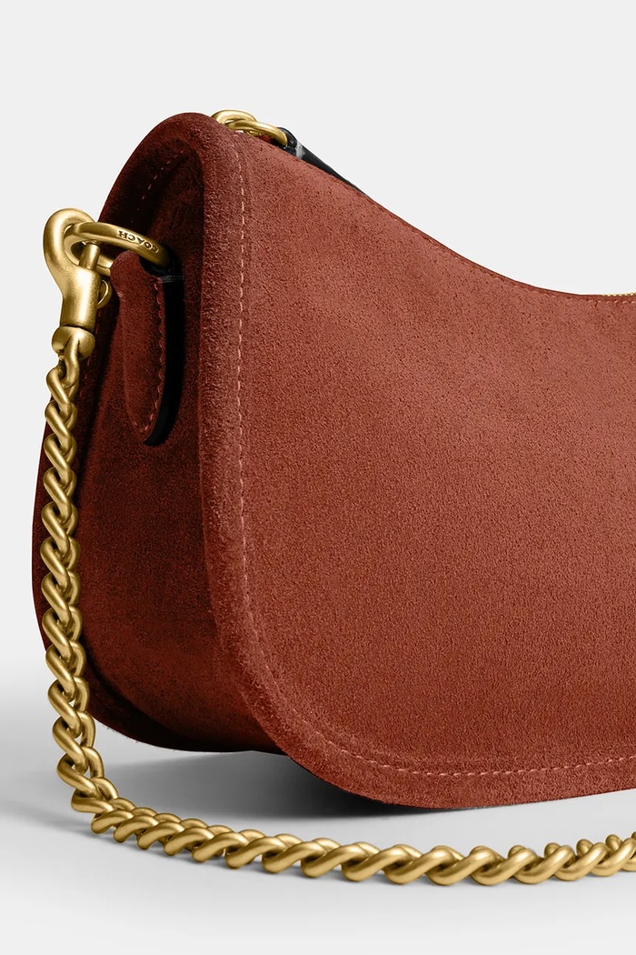 Coach Μικρή γυναικεία τσάντα δέρμα Suede Waverly CDD78