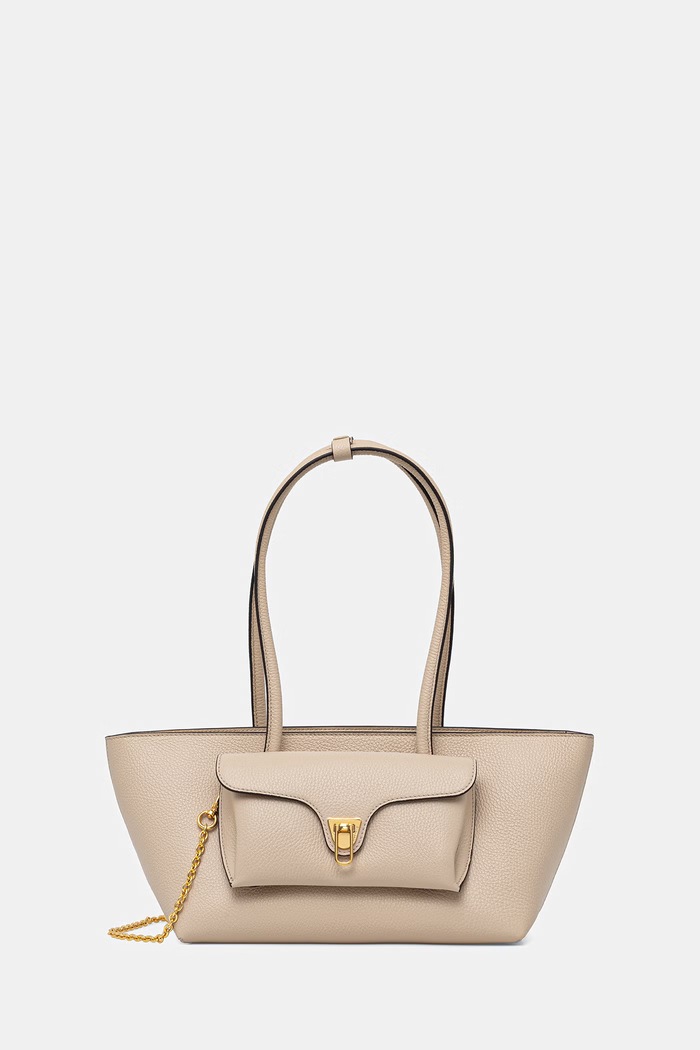 Coccinelle shopper γυναικεία δερμάτινη DOUBLE BEAT μπεζ E1.T8A.11.03.01