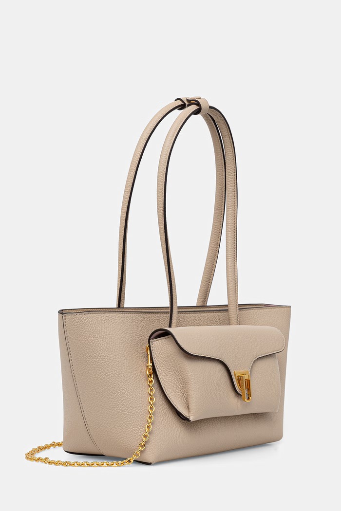 Coccinelle shopper γυναικεία δερμάτινη DOUBLE BEAT E1.T8A.11.03.01 μπεζ SS26