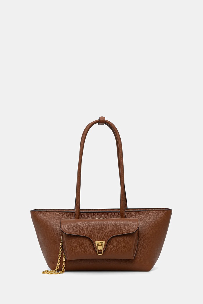 Coccinelle torebka shopper damska skórzana DOUBLE BEAT skóra licowa brązowy E1.T8A.11.03.01