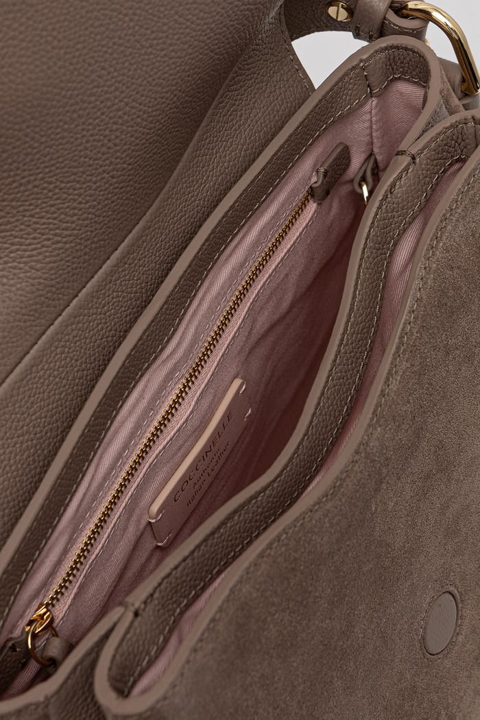 Coccinelle geantă crossbody pentru femei din piele întoarsă MAVERY SUEDE E1.U7H.18.01.01 bej