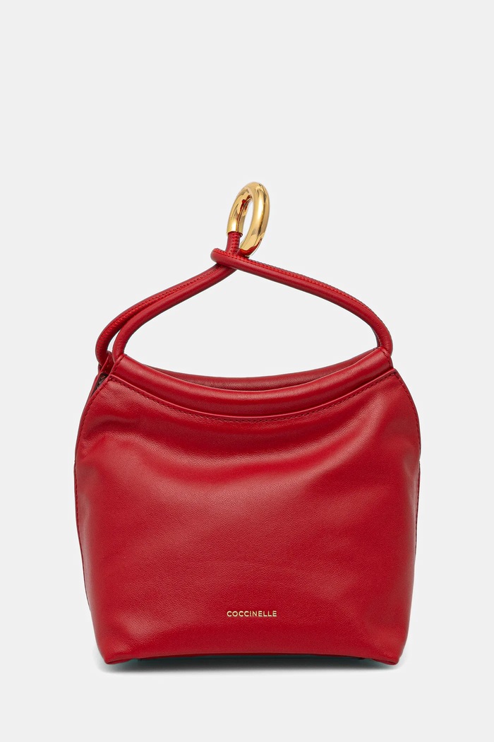 Coccinelle vaková kabelka dámská kožená FINN POUCH přírodní kůže červená E1.UAA.58.01.01