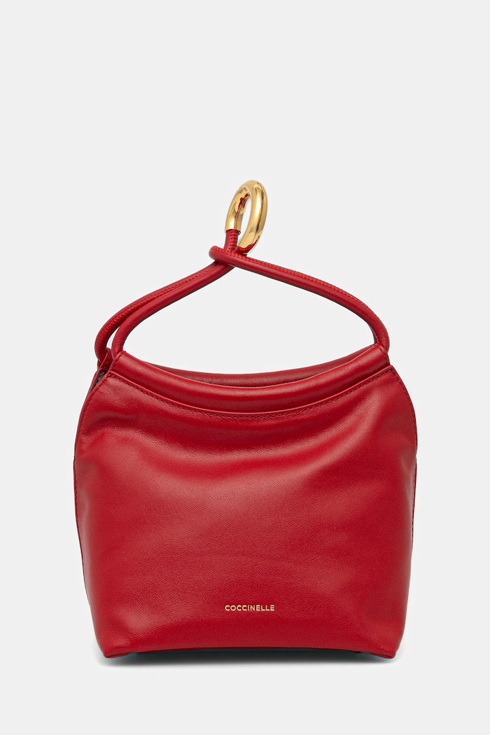 Coccinelle vaková kabelka dámská kožená FINN POUCH přírodní kůže červená E1.UAA.58.01.01