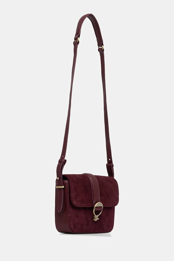Semišová kabelka Barbour Rosa LBA0508 burgundské SS26