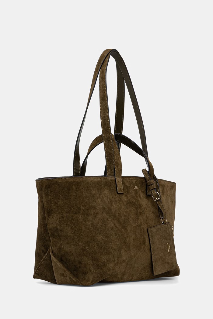 A.P.C. LE DRUMMER шопинг чанта дамска от велур PXCAL.F67057 зелен SS26