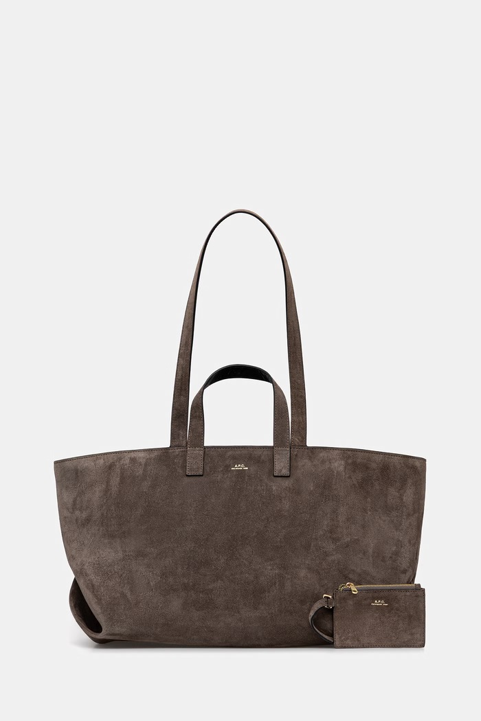 Semišová kabelka A.P.C. LE DRUMMER semišová kůže hnědá PXCAL.F67057