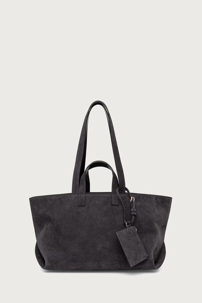 A.P.C. Kabelka typu shopper dámska semišová LE DRUMMER sivá PXCAL.F67057
