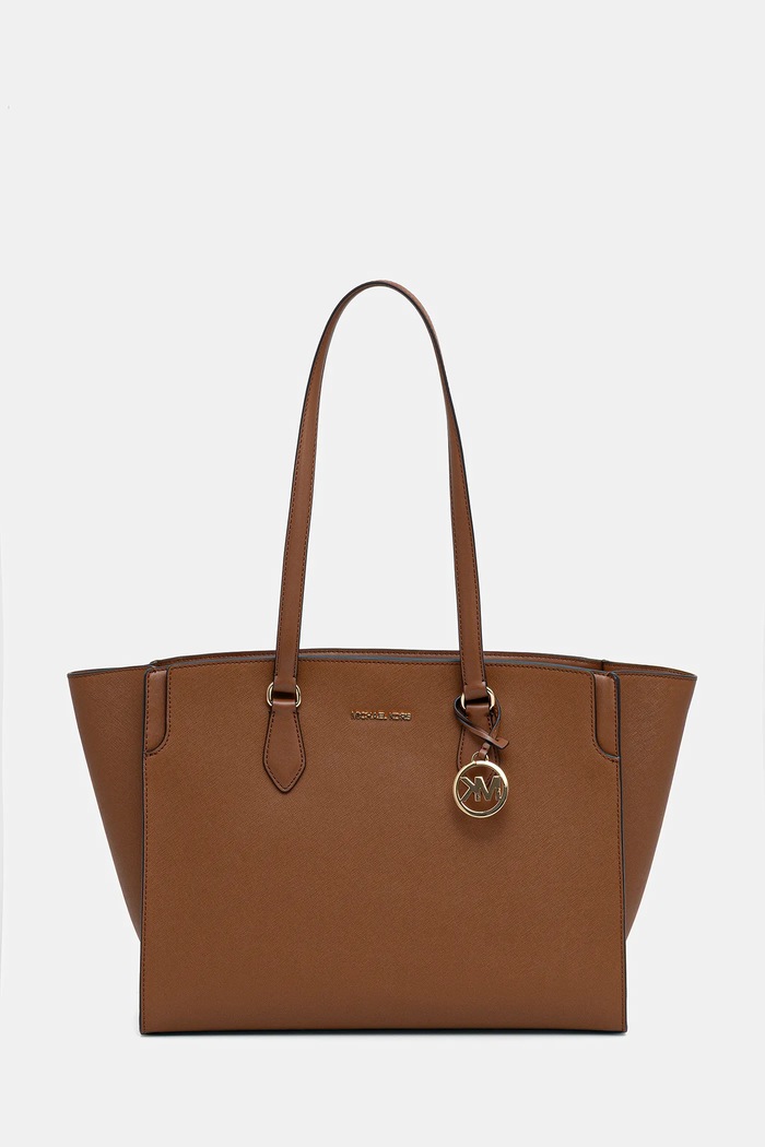 Кожена чанта MICHAEL Michael Kors гладка кожа кафяв 30R6GQ6T7L