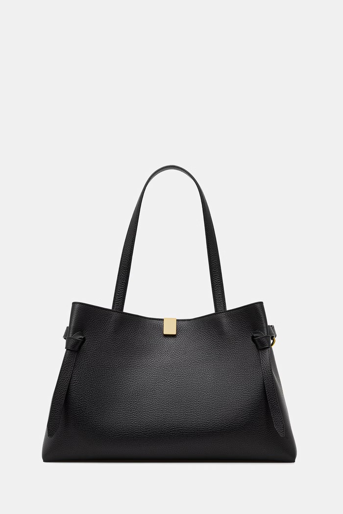Кожаная сумочка Yuzefi GYOZA TOTE гладкий чёрный YUZPF25.HB.GZT.L034