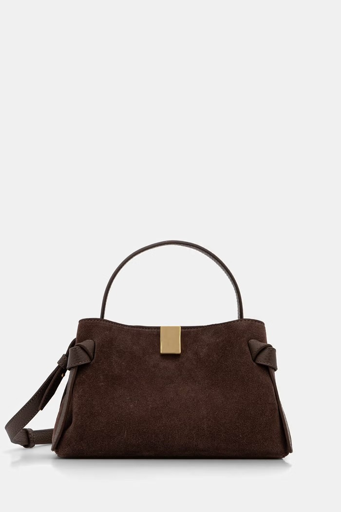 Yuzefi geantă crossbody pentru femei, din piele întoarsă GYOZA MINI maro YUZRS26.HB.MGZ.S026