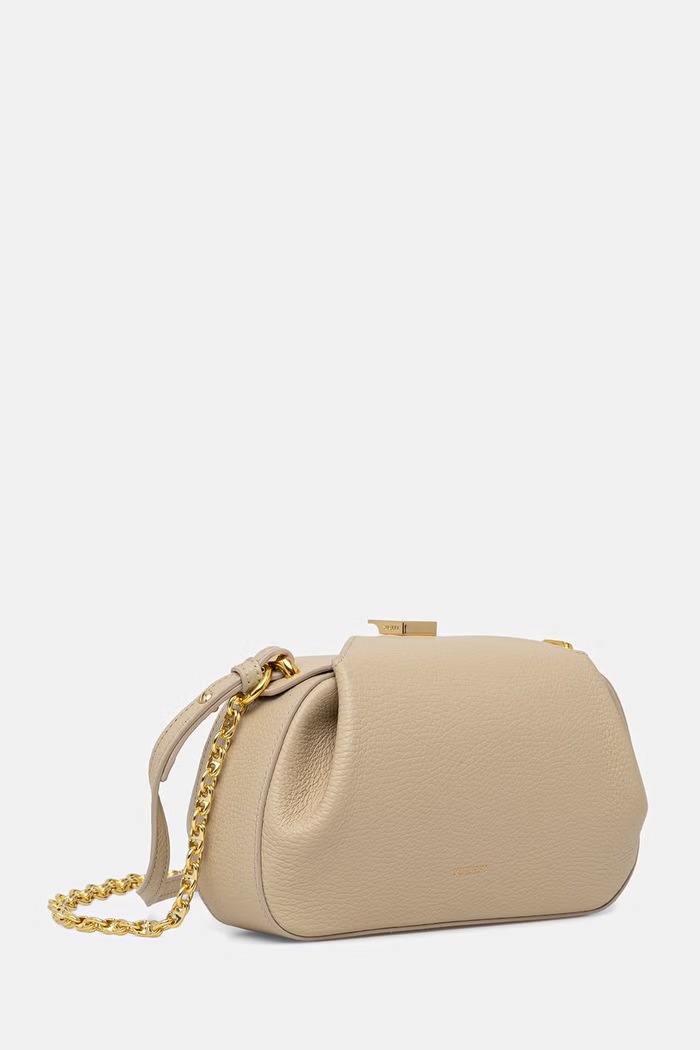 Yuzefi μικρή γυναικεία δερμάτινη τσάντα OYSTER CLUTCH MINI YUZRS26.HB.MOYC.L066 μπεζ AA00