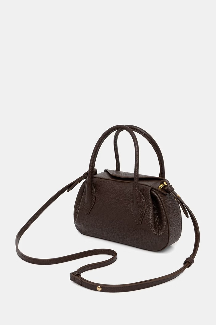 Αξεσουάρ Yuzefi χιαστί γυναικεία δερμάτινη OYSTER MINI DUFFLE YUZCO.HB.MOYD.L038 καφέ