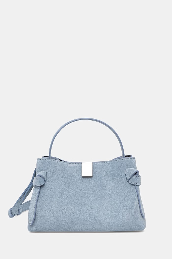 Yuzefi crossbody torbica ženska semišasta GYOZA MINI modra YUZSS26.HB.MGZ.S027