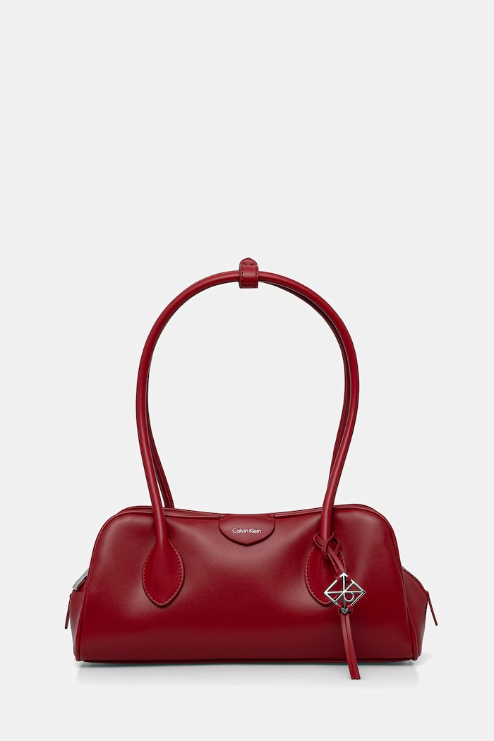 Calvin Klein чанта тип багета дамска от имитация на кожа червен LV04F3369G