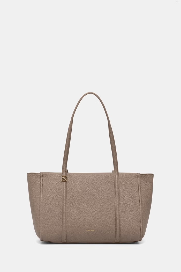 Calvin Klein шопинг чанта дамска от имитация на кожа бежов LV04F3424G