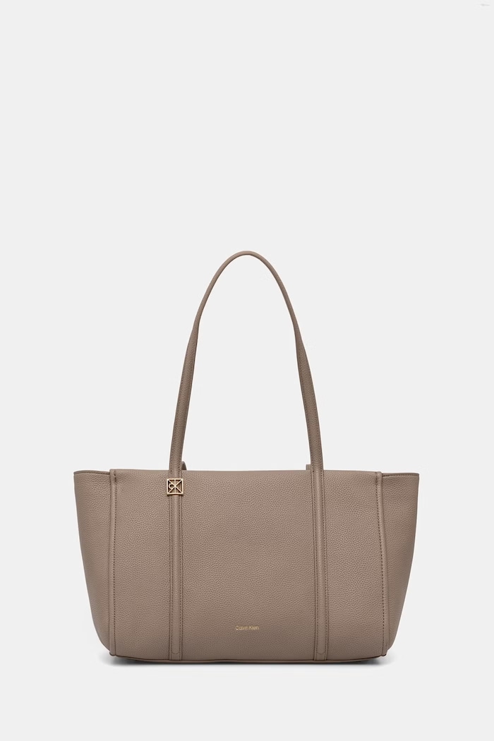 Calvin Klein шопинг чанта дамска от имитация на кожа бежов LV04F3424G