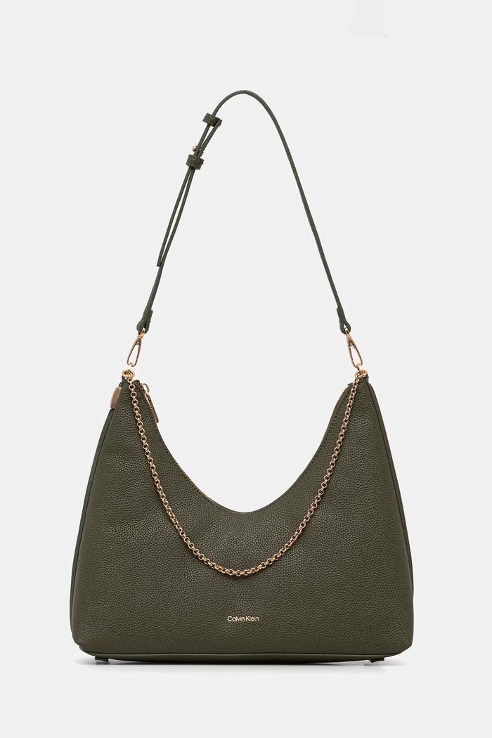Calvin Klein kabelka hobo dámska z imitácie kože zelená LV04F3495G