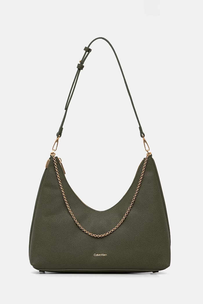 Calvin Klein kabelka hobo dámska z imitácie kože zelená LV04F3495G
