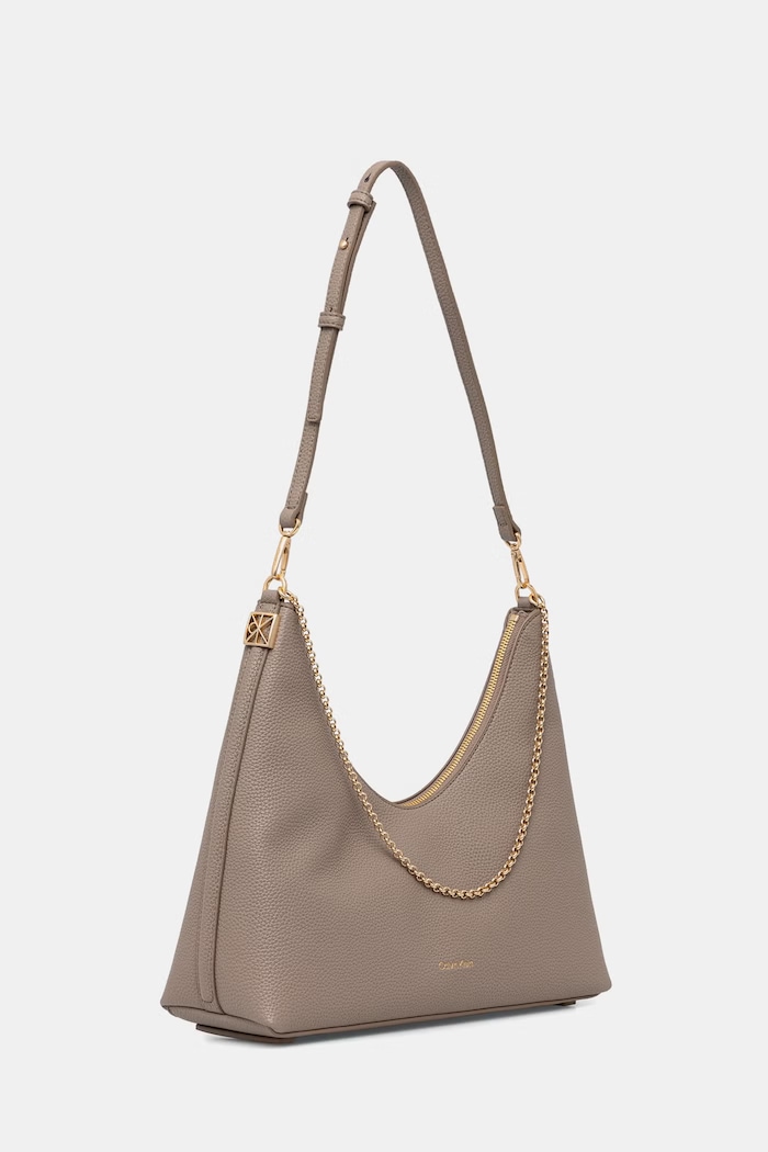 Calvin Klein torebka hobo damska z imitacji skóry LV04F3495G beżowy SS26