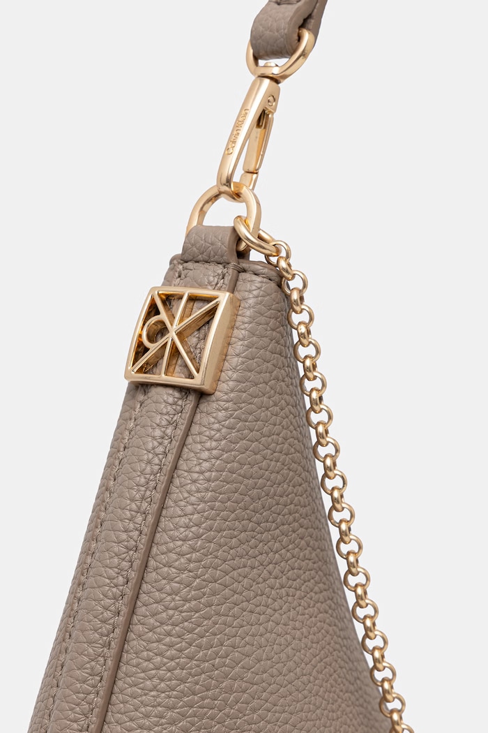 Calvin Klein torebka hobo damska z imitacji skóry beżowy LV04F3495G