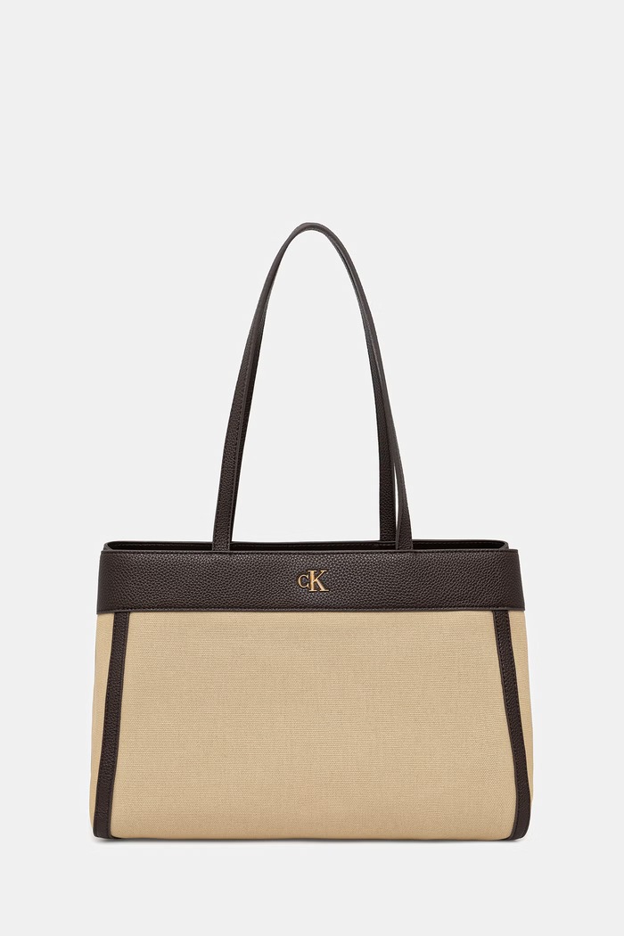 Calvin Klein geantă shopper pentru femei, din bumbac bej LV04F3503G