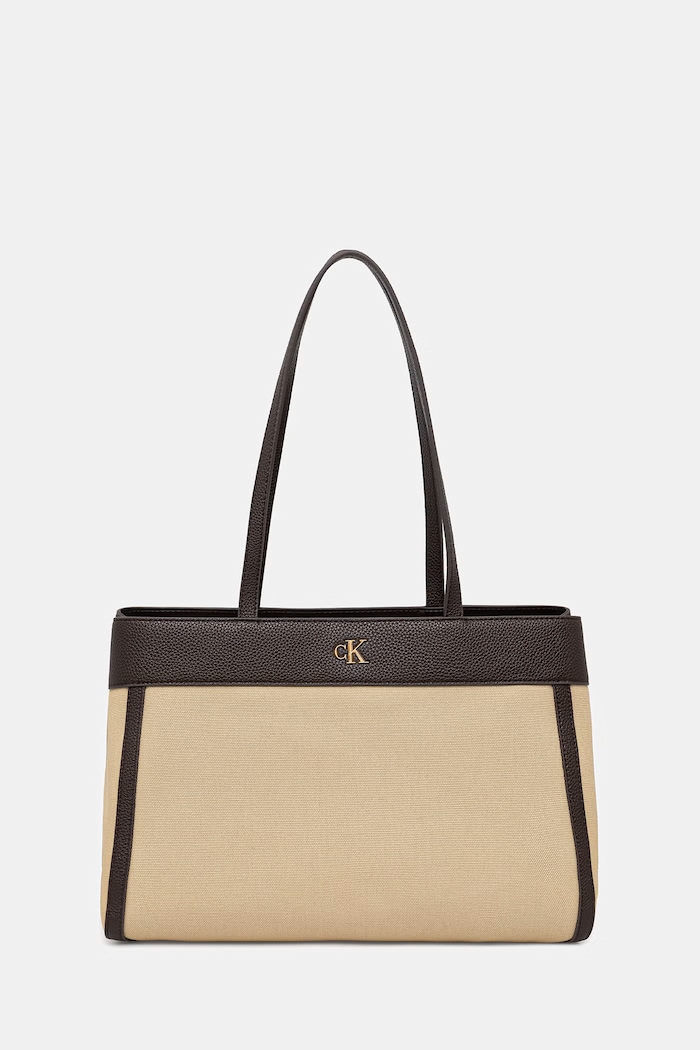 Calvin Klein geantă shopper pentru femei, din bumbac bej LV04F3503G