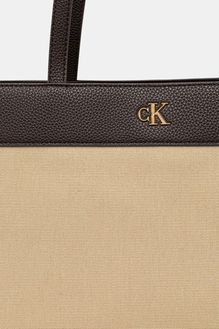 Calvin Klein geantă shopper pentru femei, din bumbac bej LV04F3503G