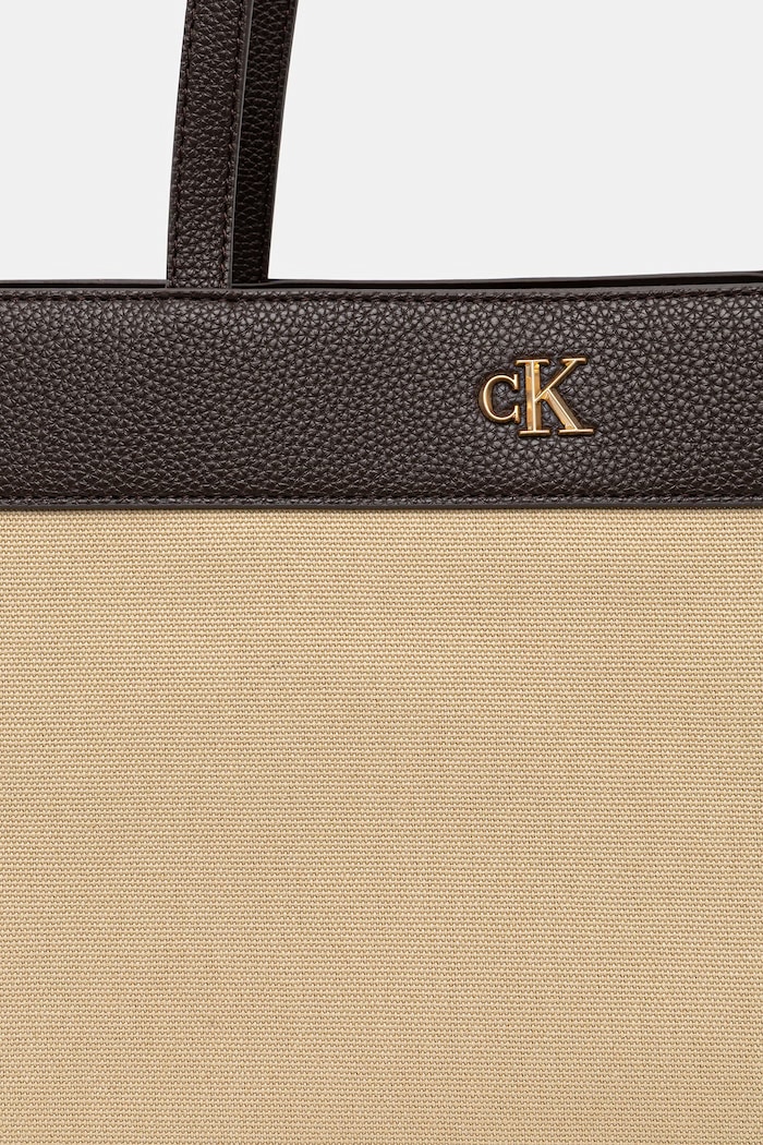 Calvin Klein geantă shopper pentru femei, din bumbac bej LV04F3503G