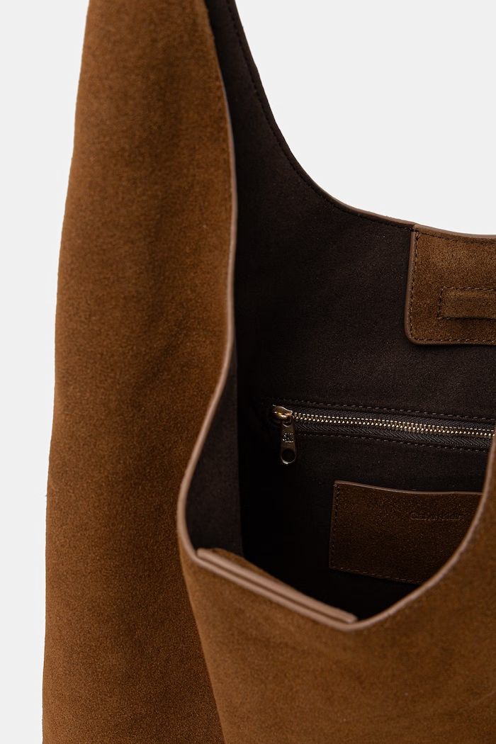 Calvin Klein geantă shopper pentru femei, din piele întoarsă LV04F3597G maro