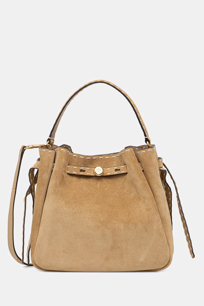 Tory Burch geantă crossbody pentru femei, din piele întoarsă Romy bej 178664