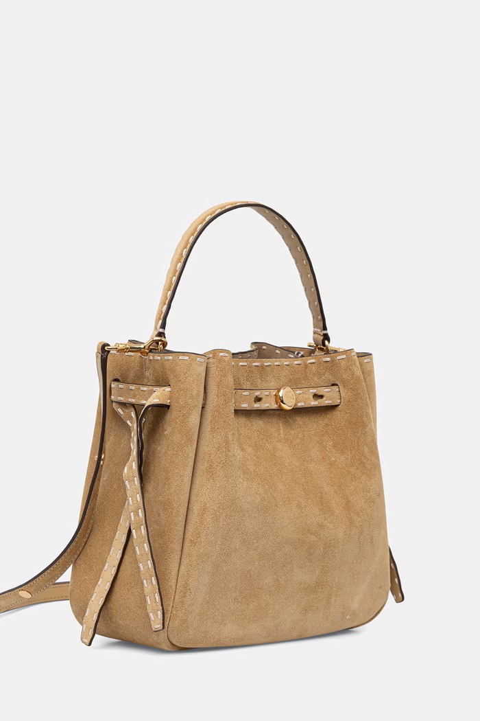 Tory Burch geantă crossbody pentru femei, din piele întoarsă Romy 178664 bej SS26