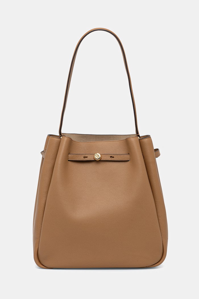 Kožená kabelka Tory Burch Romy usňová koža béžová 179986.