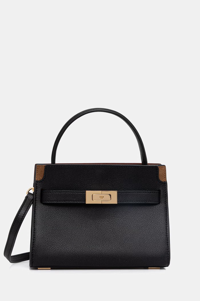 Tory Burch geantă de piele Lee Radziwill nu incape in A4 negru 178963