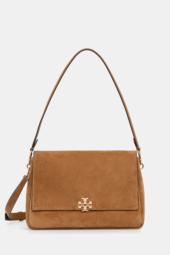 Semišová kabelka Tory Burch Charlie semišová kůže žlutá 184125