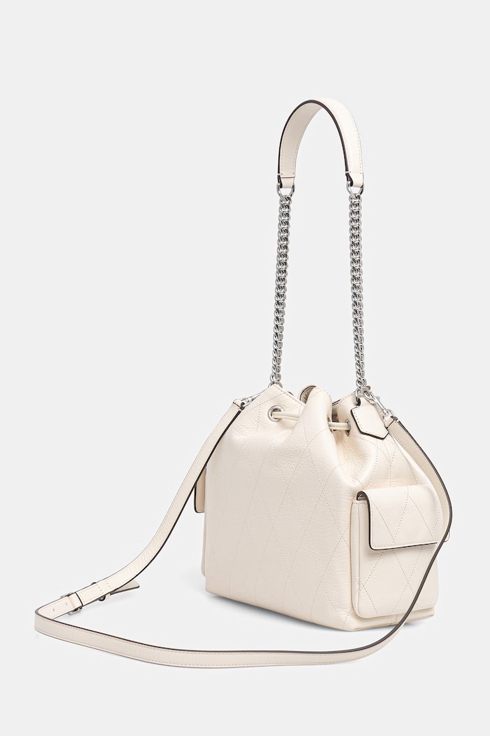 Αξεσουάρ Tory Burch γυναικεία δερμάτινη τσάντα πουγκί Charlie 185831 μπεζ