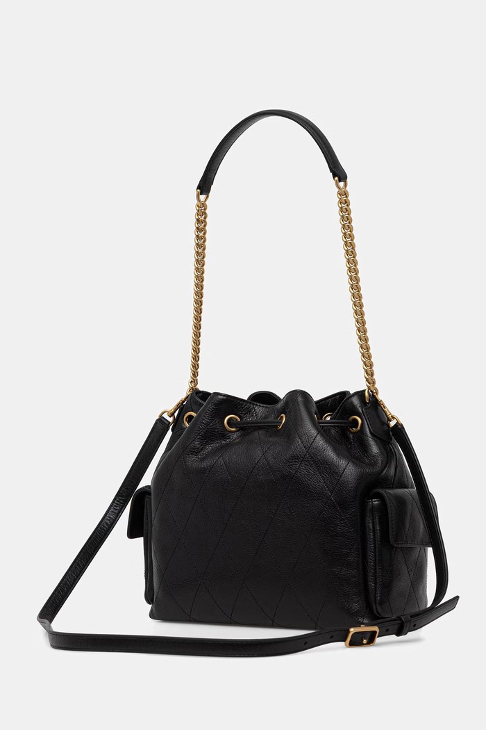 Αξεσουάρ Tory Burch σάκος γυναικείος δερμάτινος Charlie 185831 μαύρο